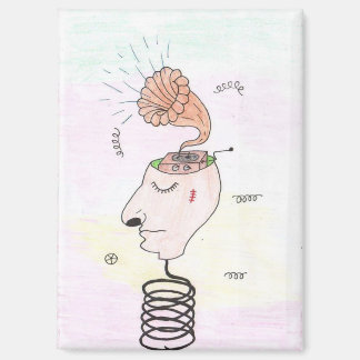 "Muziek in mijn hoofd" briefkaart Magneet