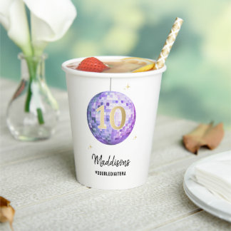 Muziek in mijn verjaardag tijdperk Paarse Disco Pa Papieren Bekers