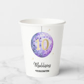 Muziek in mijn verjaardag tijdperk Paarse Disco Pa Papieren Bekers (Achterkant)