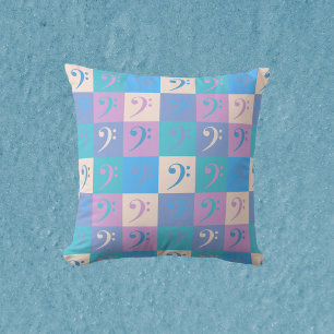 Muziek in pastelkleuren met basssleutelpatroon kussen