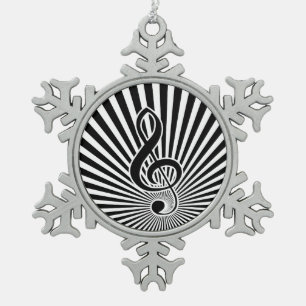 Muziek in zwart-wit en witwasmuziek Opmerking over Tin Sneeuwvlok Ornament