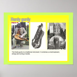 Muziek, instrumenten, "Hurdy Gurdy"-speler Poster