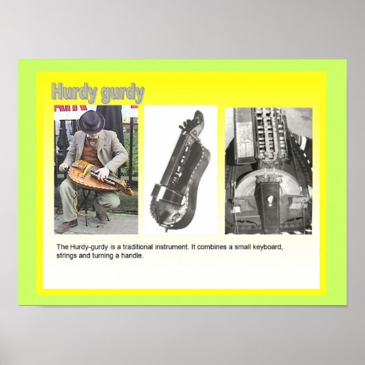 Muziek, instrumenten, "Hurdy Gurdy"-speler Poster (Voorkant)
