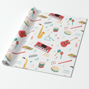 Muziek Instrumenten Muziek Thema Patroon Cadeaupapier