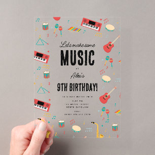 Muziek Instrumenten Muziek Thema Verjaardagsfeestj Acryl Uitnodigingen