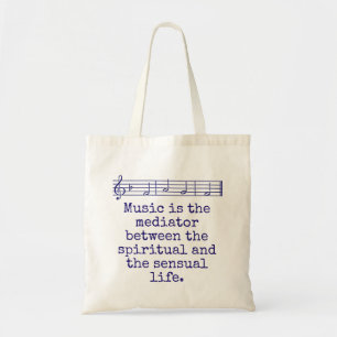 Muziek is de bemiddelaar - het Citaat van de Muzie Tote Bag