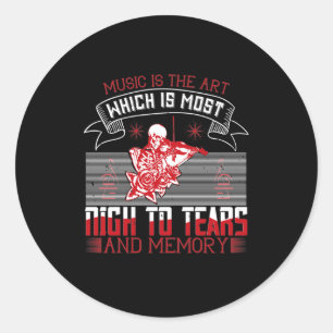 Muziek is de kunst die het meest nacht tot tranen  ronde sticker