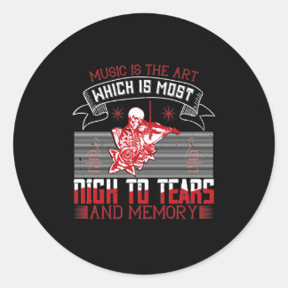 Muziek is de kunst die het meest nacht tot tranen  ronde sticker