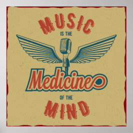 Muziek is de Medicine Retro Wallart Poster