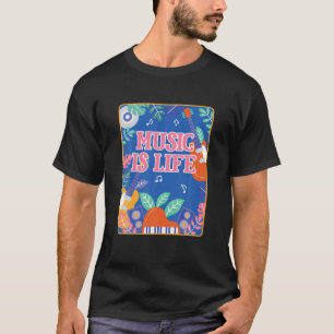 Muziek is de Natuur van de Retro van het Leven T-shirt