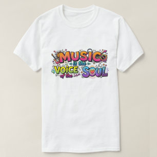 Muziek is de Stem van de Ziel Retro Pop Art T-shirt