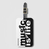 Muziek is een levensstandaard bagagelabel (Voorkant (verticaal))