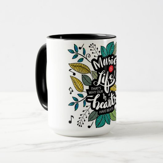 Muziek is het leven dat ons hart heeft geslagen mok (Voorkant links)