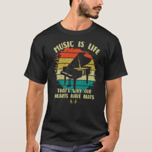Muziek is het leven dat onze harten pianospelers h t-shirt