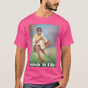 Muziek is het leven - jongen speelt fluit t-shirt