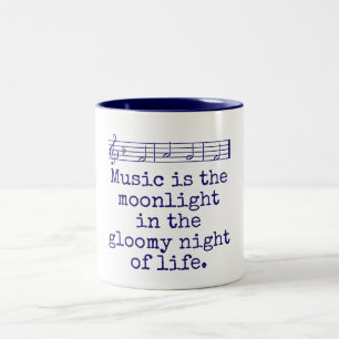 Muziek is het moonlight - Music Quote Tweekleurige Koffiemok