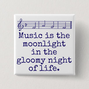 Muziek is het moonlight - Music Quote Vierkante Button 5,1 Cm
