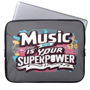 Muziek is je superkracht laptop sleeve
