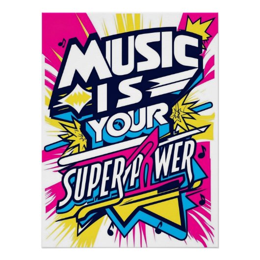 Muziek is je Superpower Perfect Poster (Voorkant)