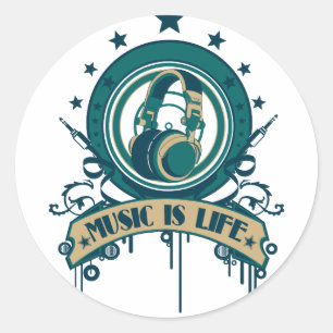 Muziek is leven ronde sticker
