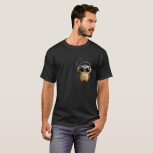 Muziek is Leven Schattige 3D Uil & Krachtige Roze T-shirt