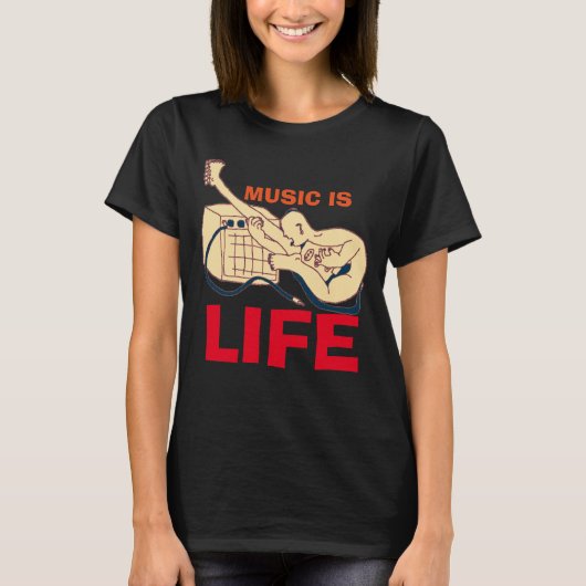 Muziek is leven t-shirt (Voorkant)