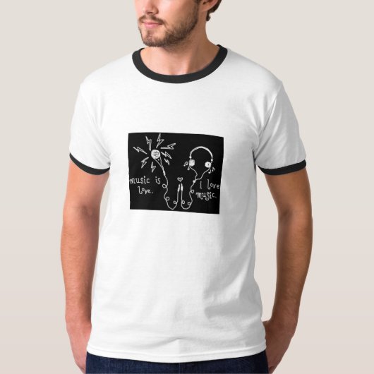 Muziek is liefde. t-shirt (Voorkant)