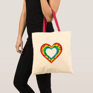 Muziek is Love Regenboog Hart Boodschappentas Tote Bag