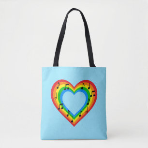 Muziek is Love Regenboog Hart Tas