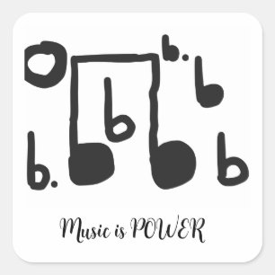 Muziek is macht zwart en witte sticker