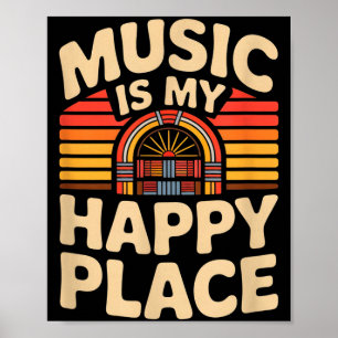 Muziek is mijn gelukkige plek grappige retro jukeb poster