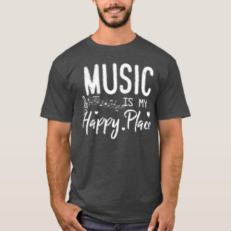 Muziek is mijn gelukkige plek inspirerende muziek t-shirt