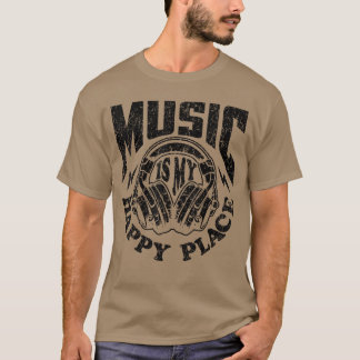 Muziek is mijn gelukkige plek Muziekinstrument Gra T-shirt