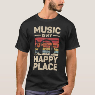 Muziek is mijn gelukkige plek muzikant outfit EDM  T-shirt