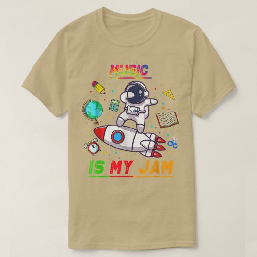 Muziek is mijn jam Astronaut Terug naar School ver T-shirt (Design voorkant)