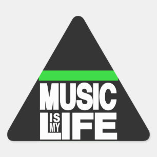 Muziek is mijn leven groen driehoek sticker