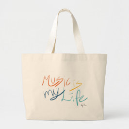 Muziek is mijn leven grote tote bag