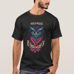Muziek is mijn leven, kleurrijke orkaan met hoofdt t-shirt