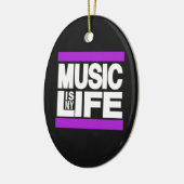 Muziek is mijn leven Paars Keramisch Ornament (Links)