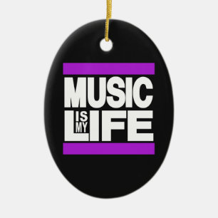 Muziek is mijn leven Paars Keramisch Ornament