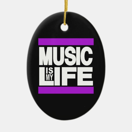 Muziek is mijn leven Paars Keramisch Ornament (Voorkant)