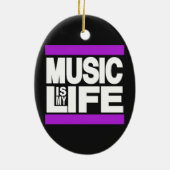 Muziek is mijn leven Paars Keramisch Ornament (Achterkant)