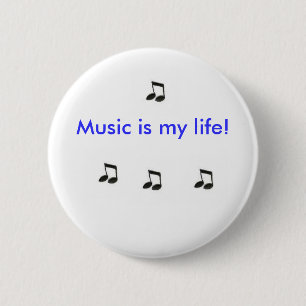 Muziek is mijn leven! ronde button 5,7 cm