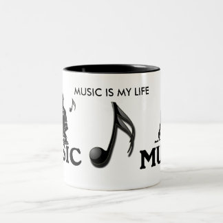 Muziek is mijn leven tweekleurige koffiemok
