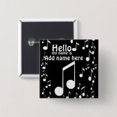 Muziek is mijn naam_ vierkante button 5,1 cm (Voorkant /achterkant)