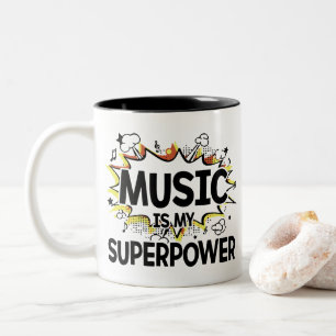 Muziek is Mijn Superpower Red en Gele Design Mok