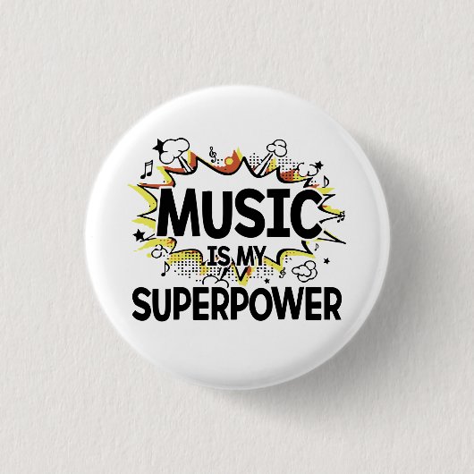 Muziek is mijn Superpower Round Button (Voorkant)