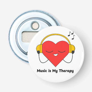 Muziek is mijn therapie - inspirerende muziek lief button flesopener