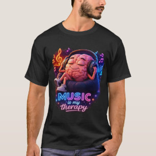Muziek is mijn therapie Neon Grafische Brain Loung T-shirt