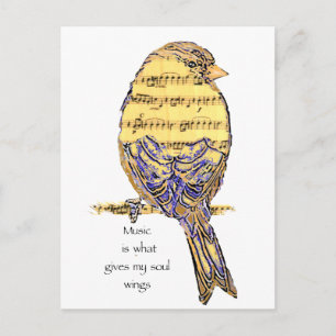 Muziek is wat mijn ziel vleugels geeft Vogel Briefkaart